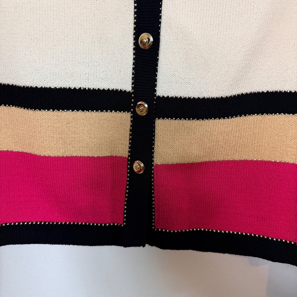 Vintage St.John Collection Santana Knit Dress Jacket Pin Set Pink Cream 10 USA - Picture 11 of 16